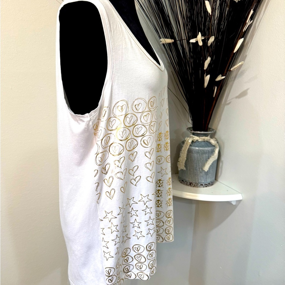 Jane and John whimsical gold designs sleeveless shirt in size Large. NWT - Picture 4 of 9